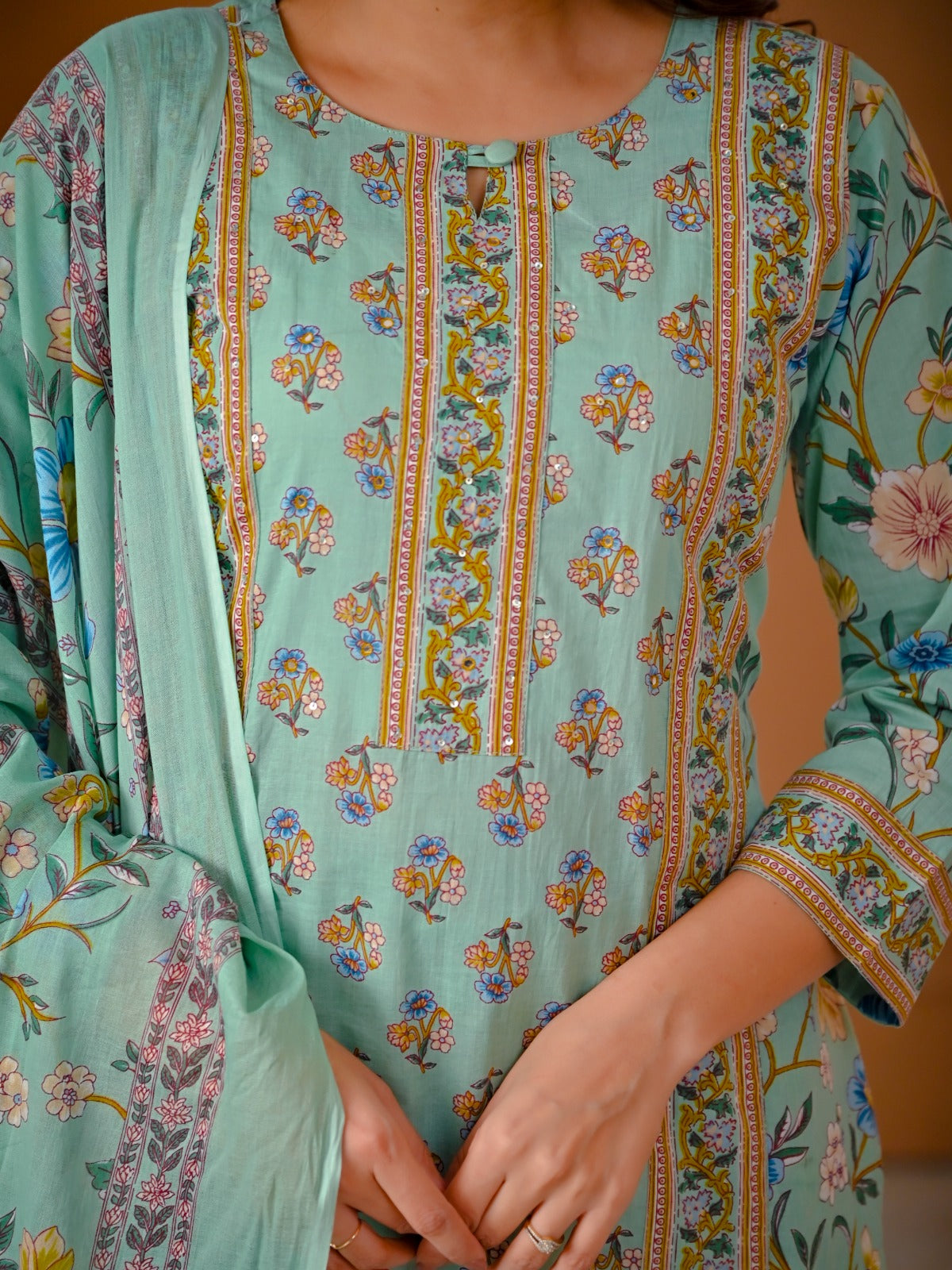 Jaipuri Cotton Green 3pc Set