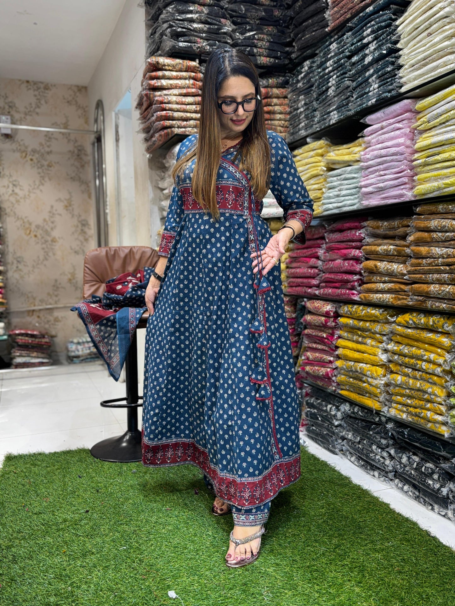 Jaipuri Cotton Blue 3pc Set