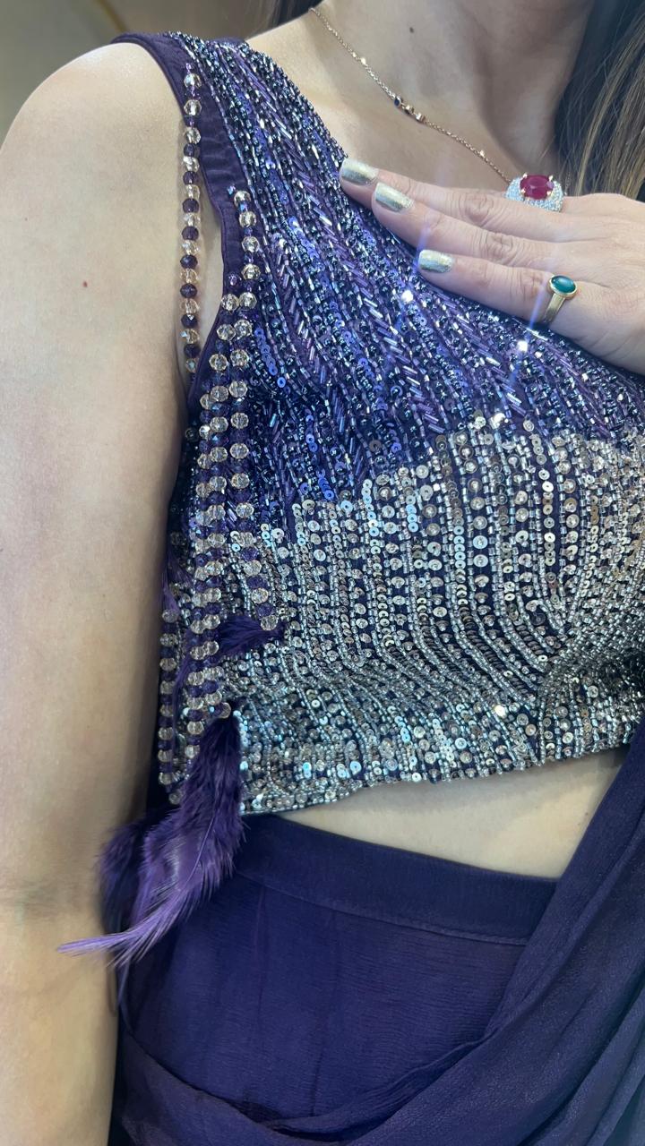 Chinon Purple Drep Saree