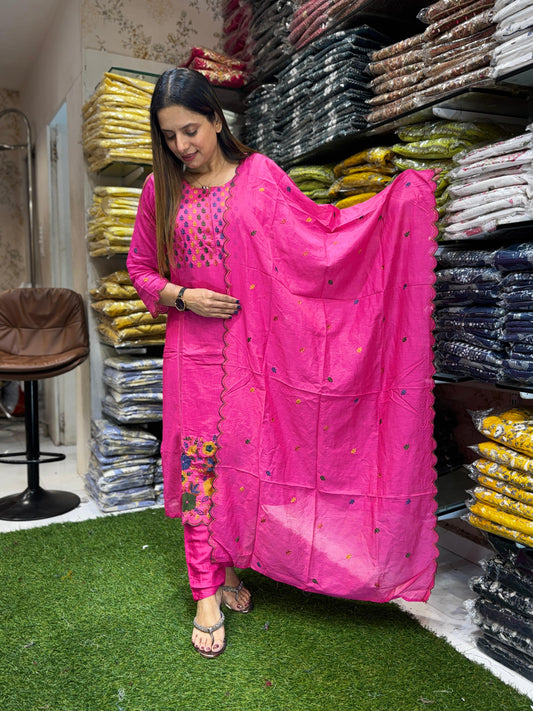 Mull Muslin Pink 3pc Set