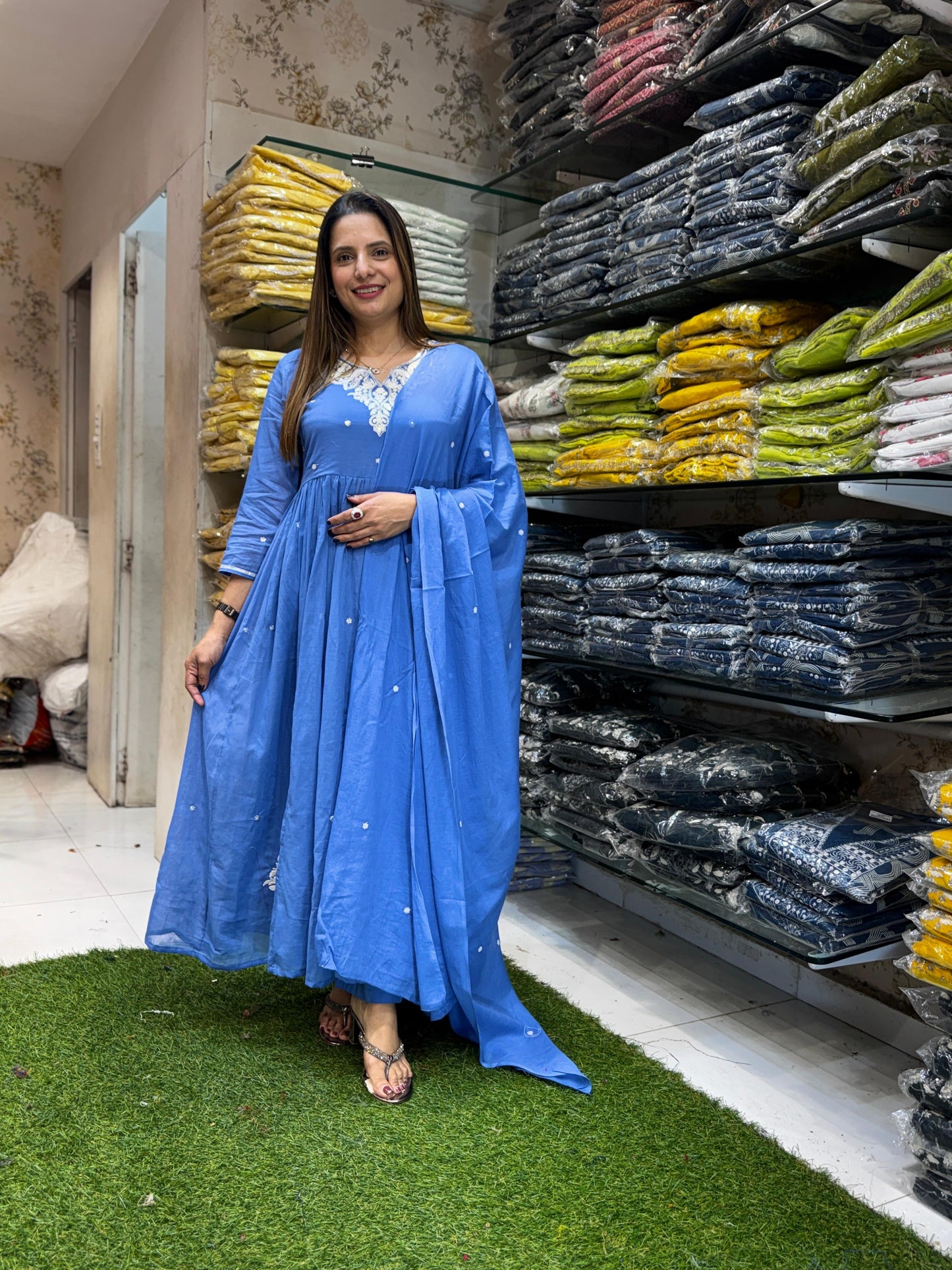 Mull Cotton Blue 3pc Set