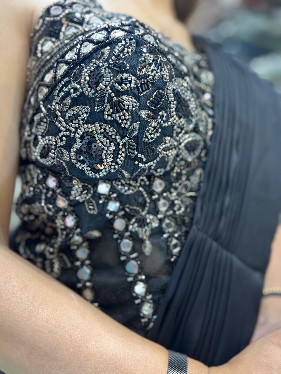Crep Black Drep Saree