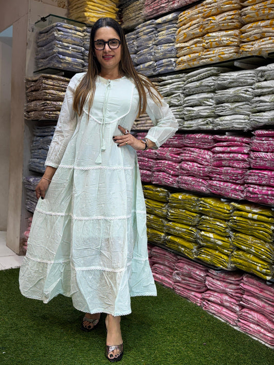 Mull Cotton Pastle Green Midi