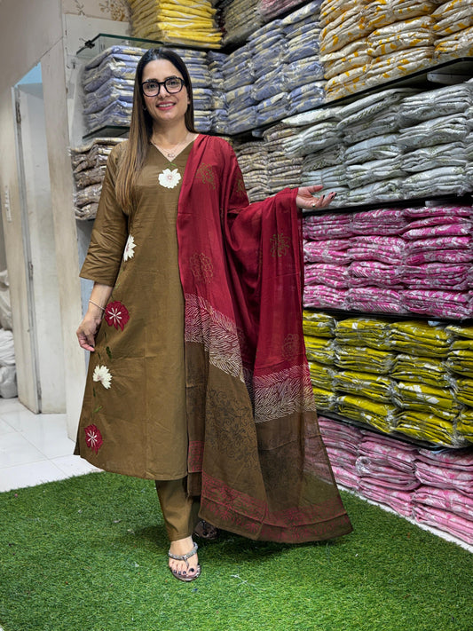 Slub Cotton Brown 3pc Set