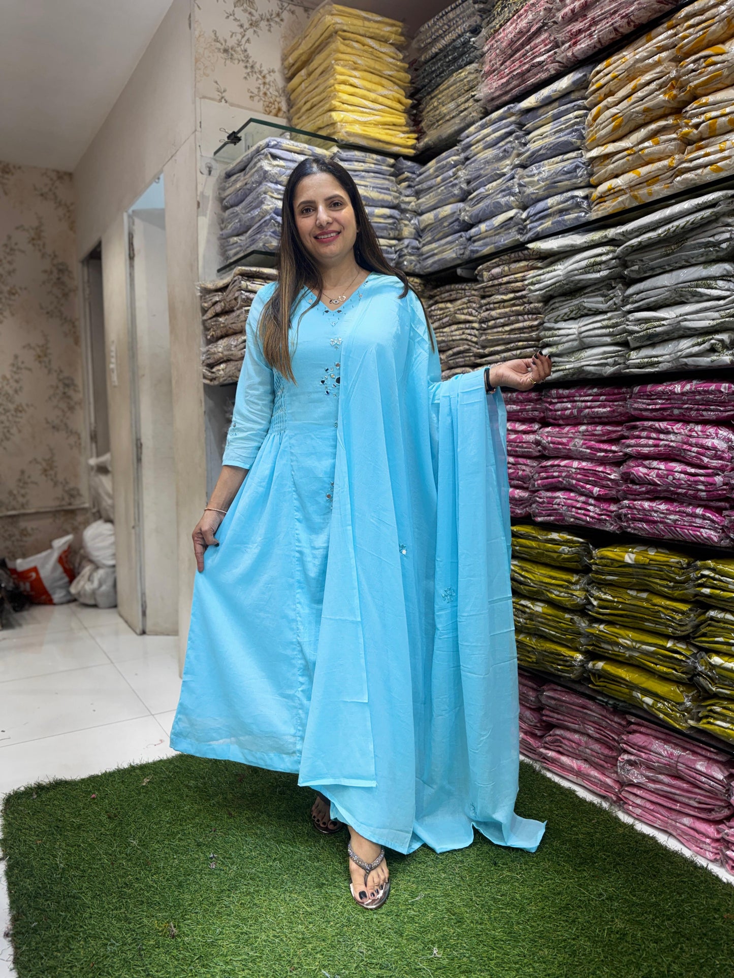 Mull Cotton Firozi 3pc Set
