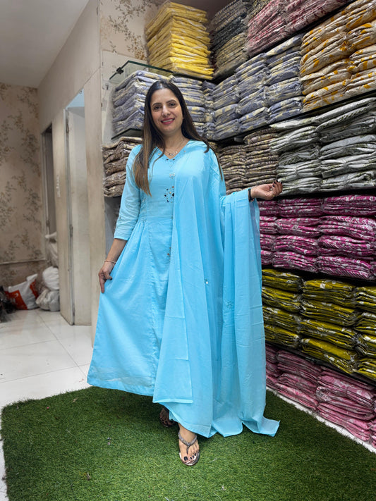 Mull Cotton Firozi 3pc Set