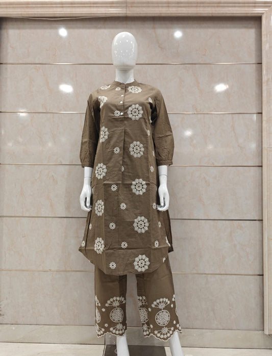 Slub Cotton Brown 2pc Set