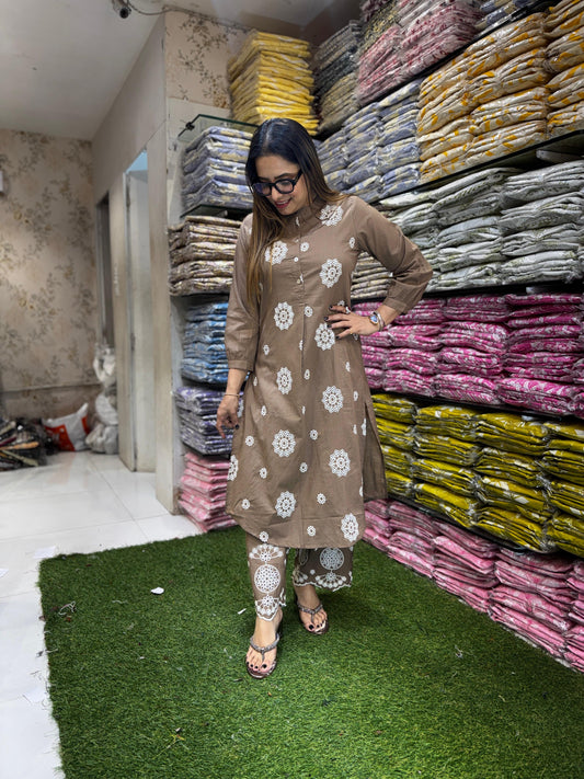 Slub Cotton Brown 2pc Set