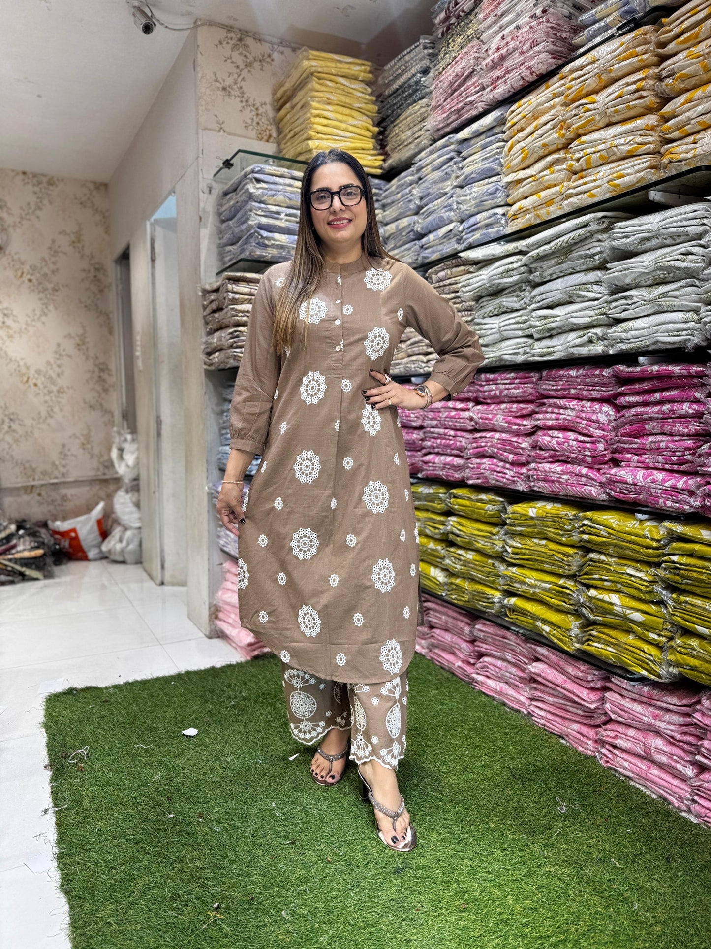 Slub Cotton Brown 2pc Set