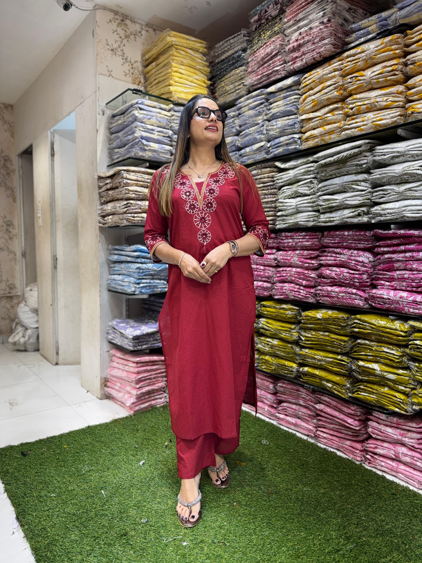 Pure Cotton Maroon 2pc Set