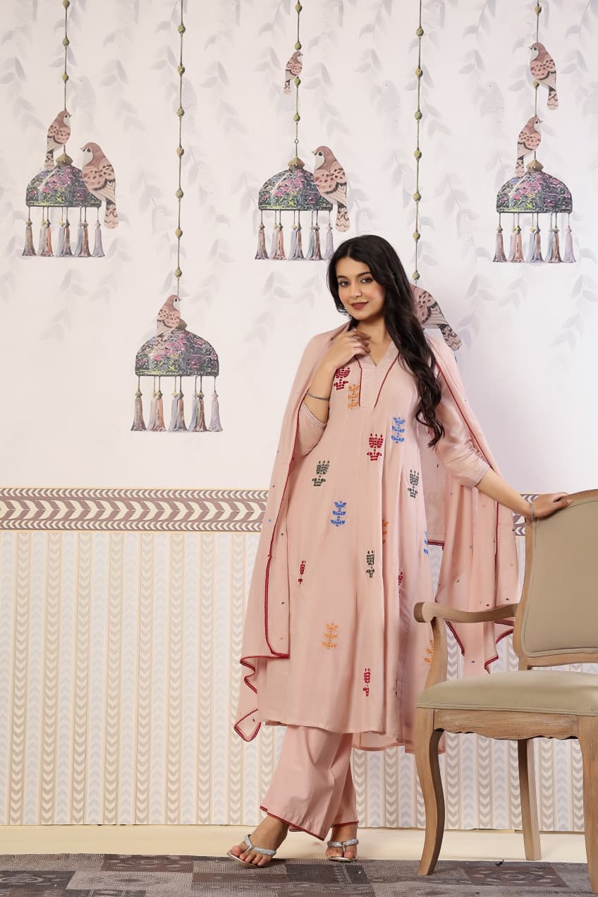 Pure Mull Cotton Pastle Pink 3pc Set