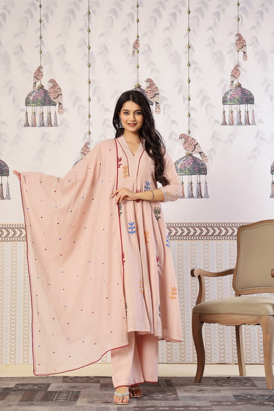 Pure Mull Cotton Pastle Pink 3pc Set