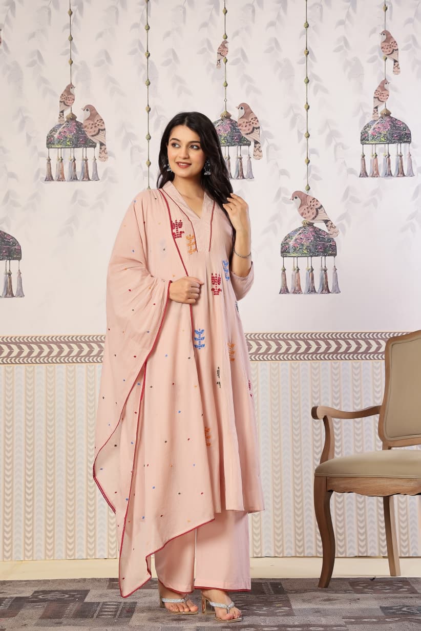 Pure Mull Cotton Pastle Pink 3pc Set