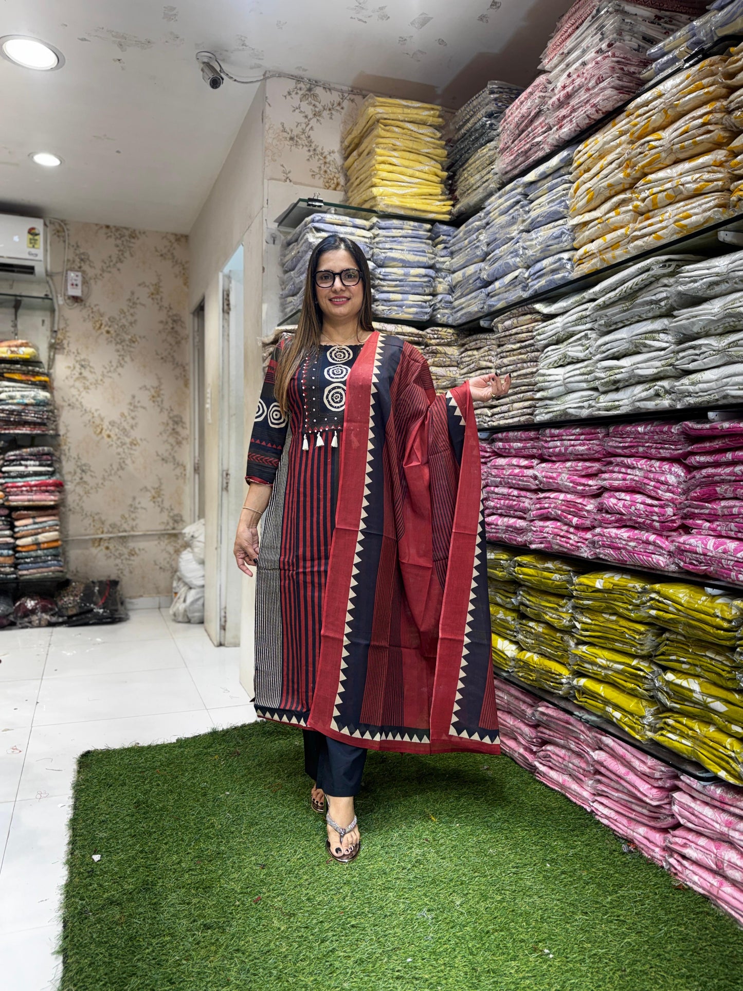 Jaipuri Cotton Black 3pc Set