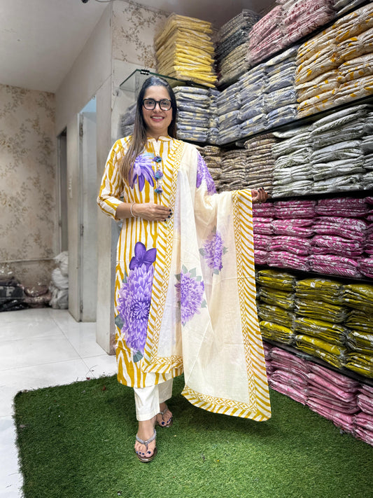 Pure Cotton Yellow 3pc Set