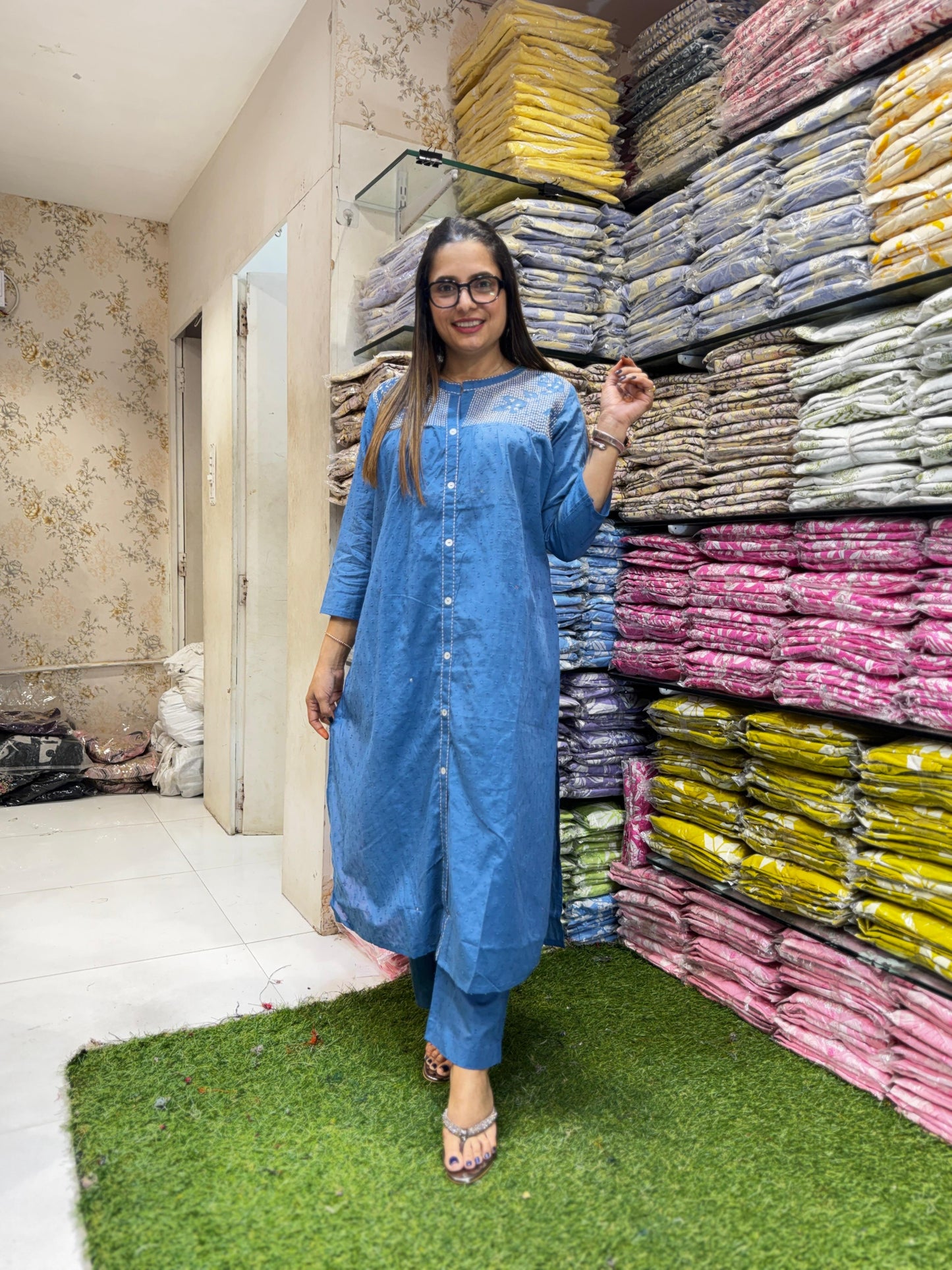 Pure Doby Cotton Blue 2pc Set
