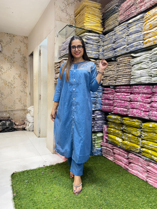 Pure Doby Cotton Blue 2pc Set