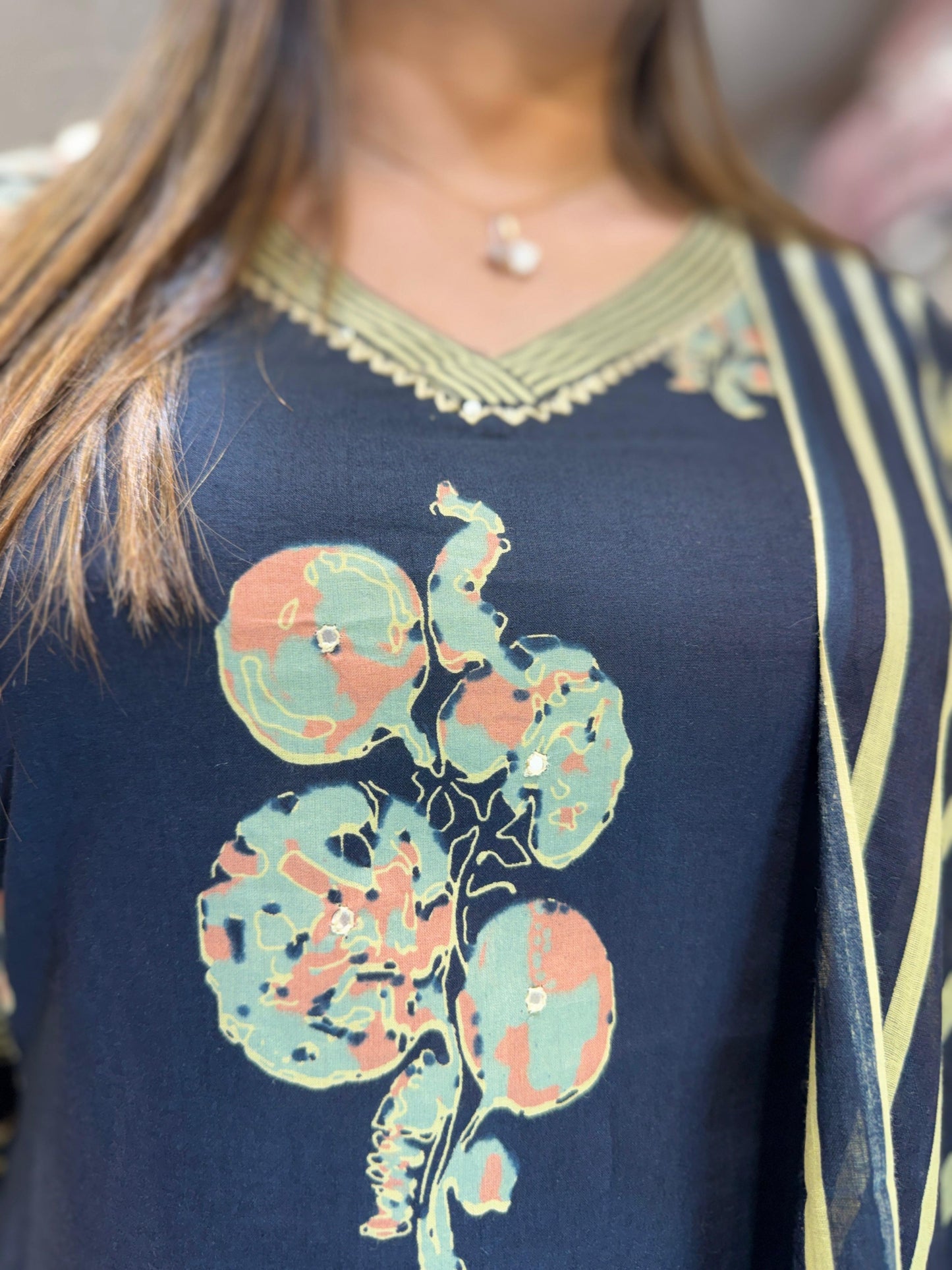 Pure Cotton Dark Navy Blue 3pc Set