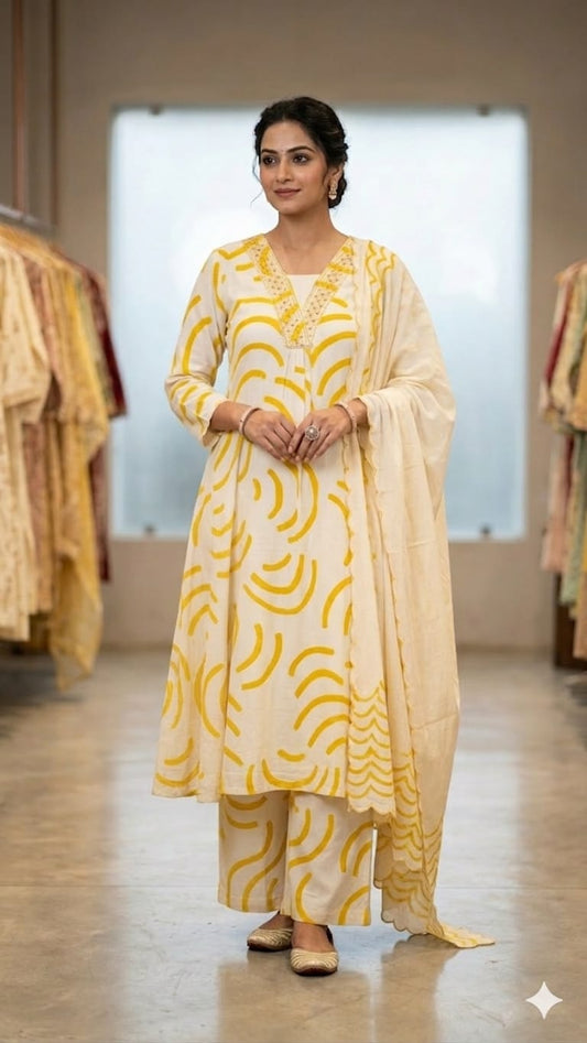 Pure Cotton Cream 3pc Set