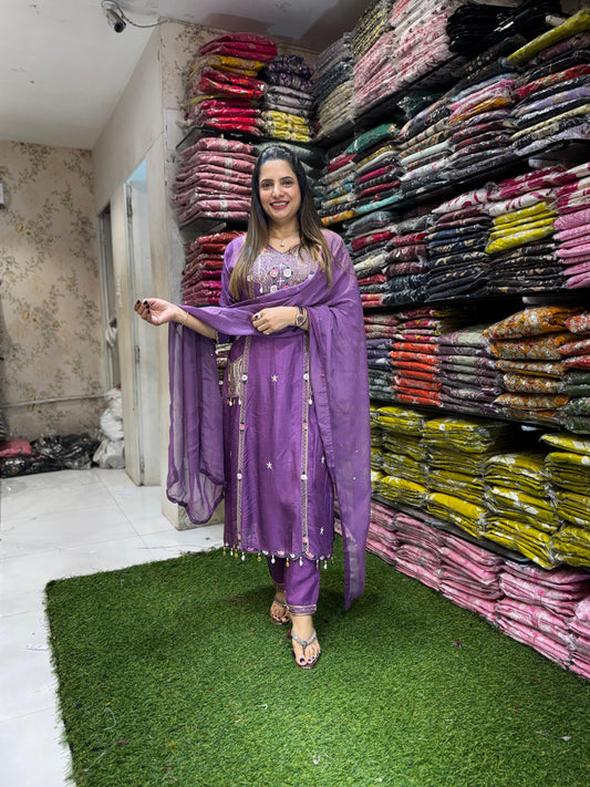 Pure Dola Silk Purple 3pc Set