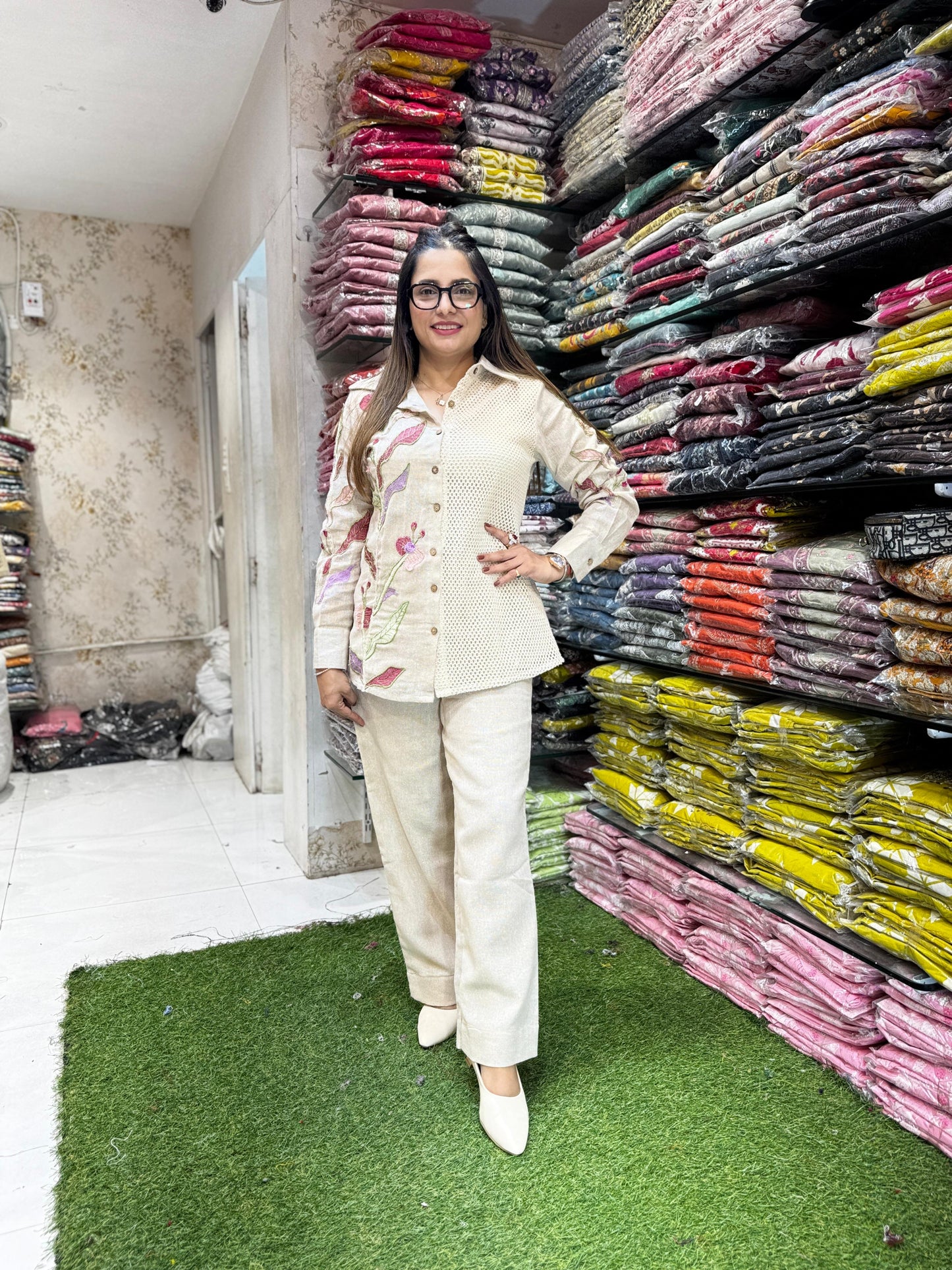 Pure Jute Cotton Off White 2pc Set