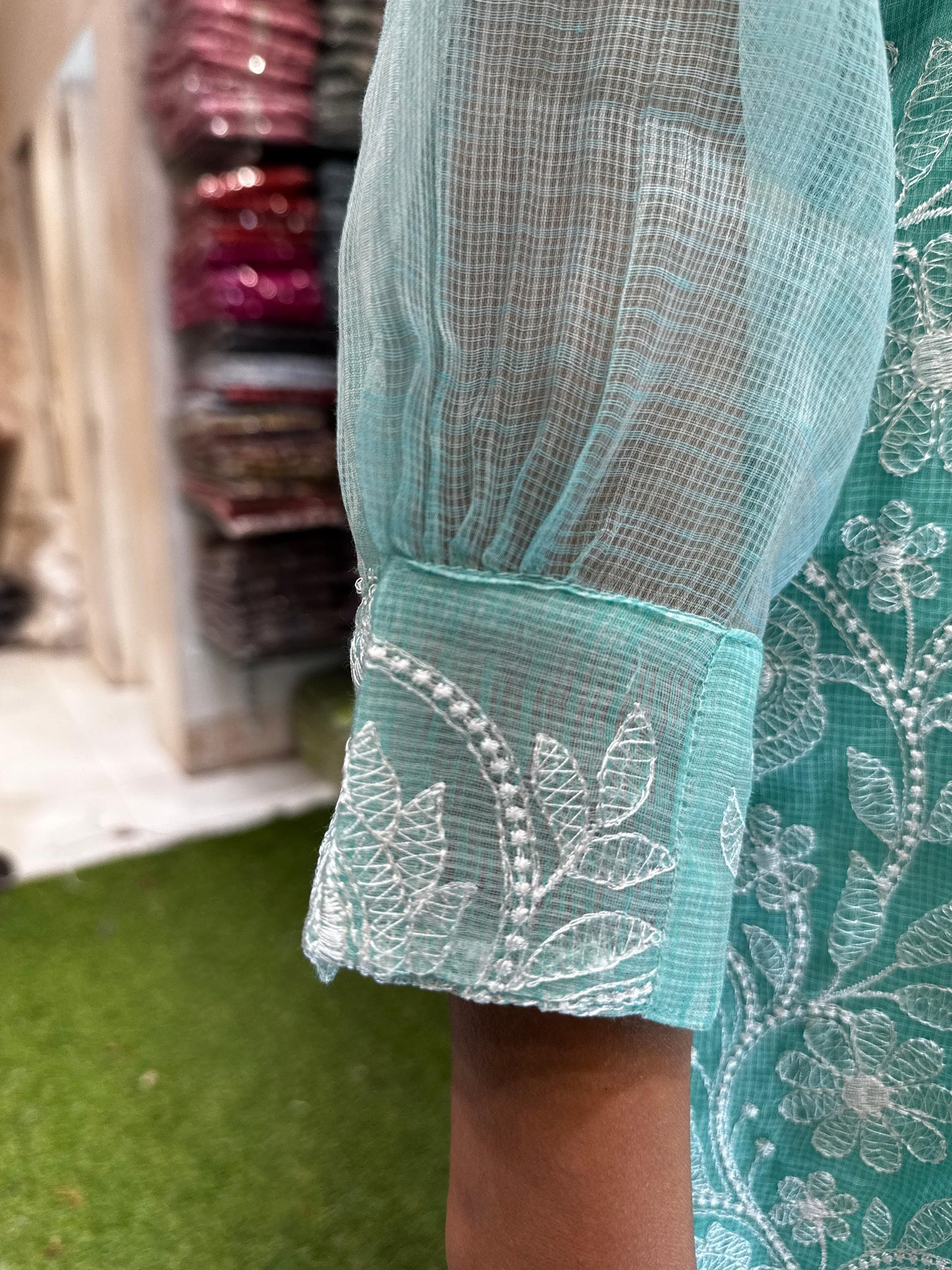 Pure Kota Doria Sea Green 2pc Set