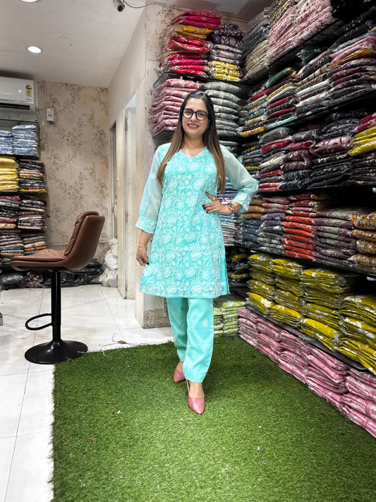 Pure Kota Doria Sea Green 2pc Set