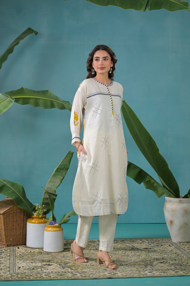 Pure Mull Cotton Off White 2pc Set