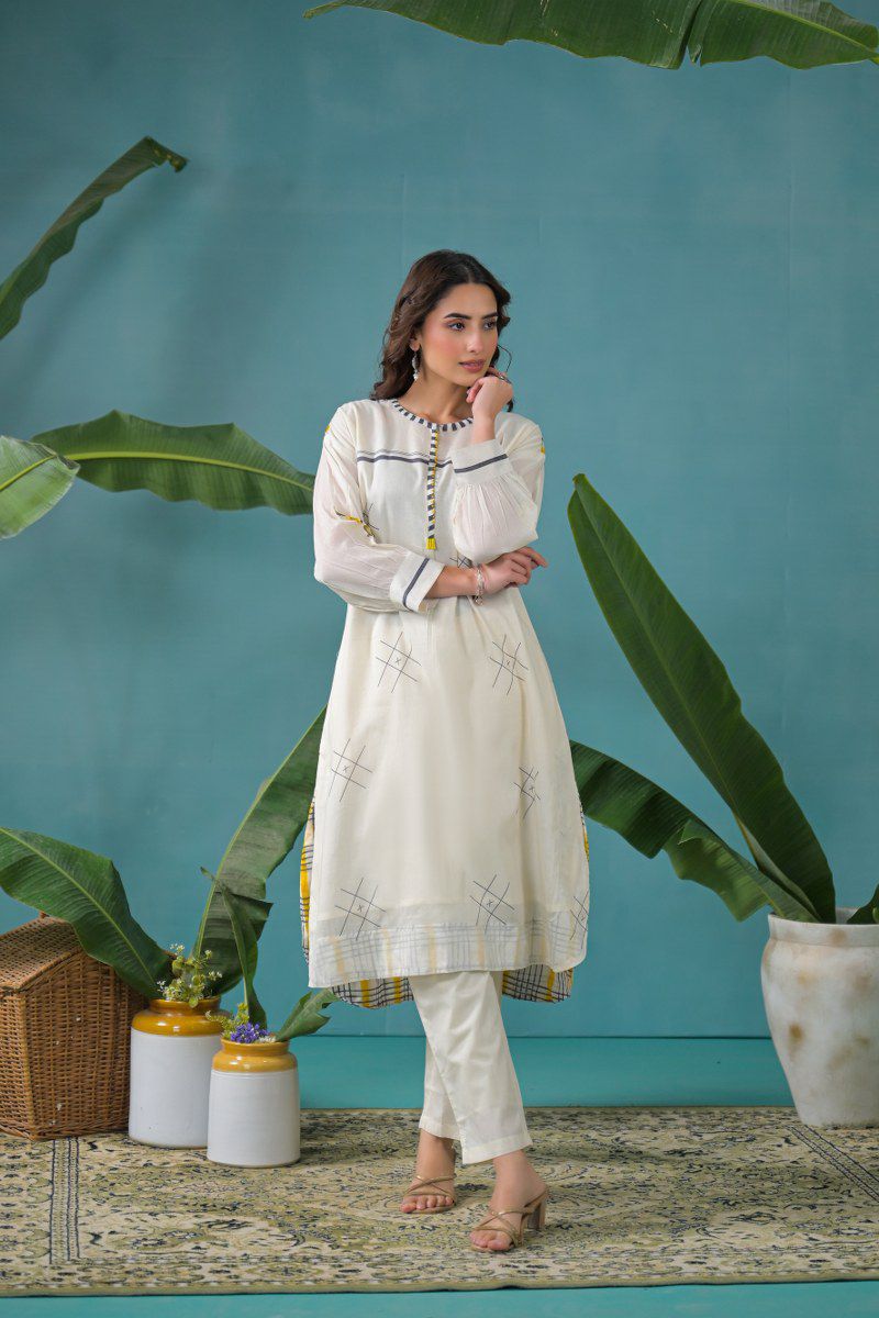 Pure Mull Cotton Off White 2pc Set