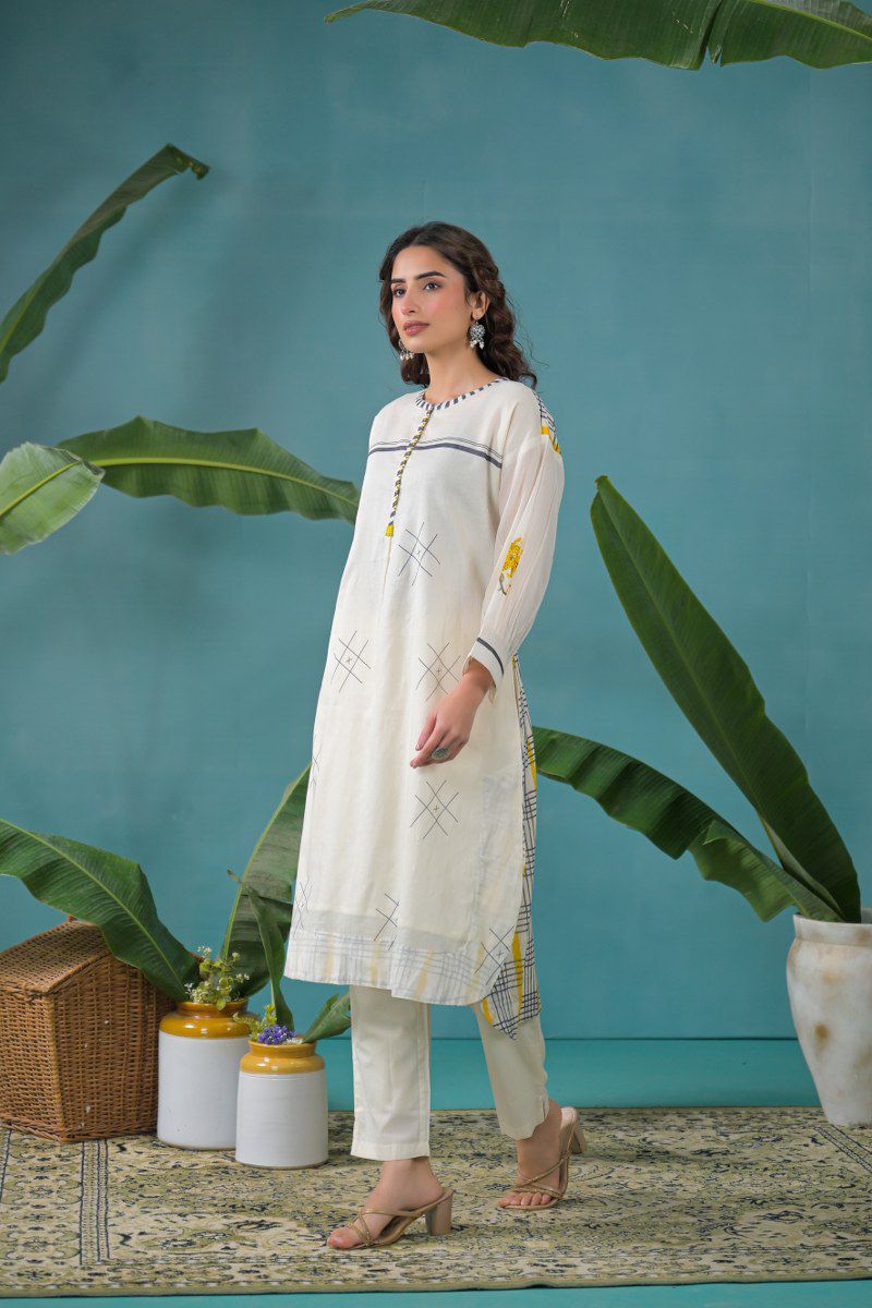 Pure Mull Cotton Off White 2pc Set