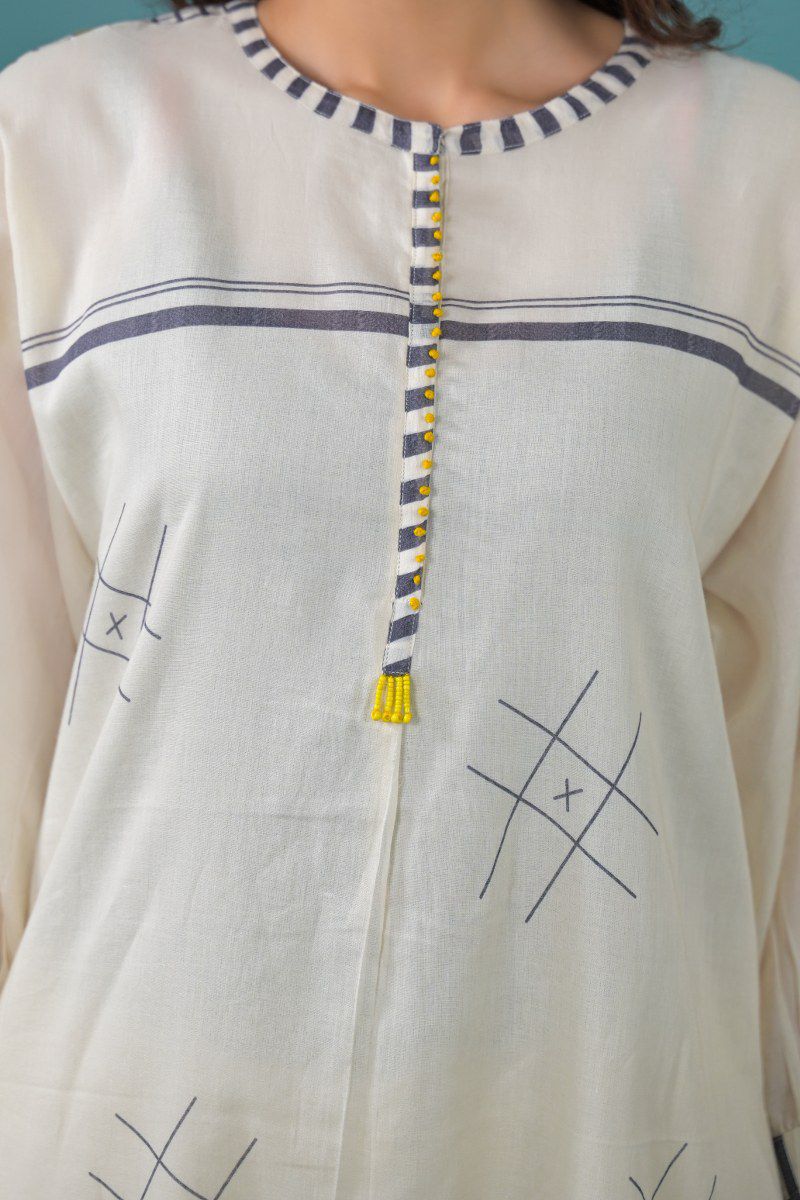 Pure Mull Cotton Off White 2pc Set