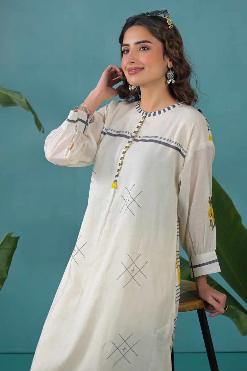 Pure Mull Cotton Off White 2pc Set