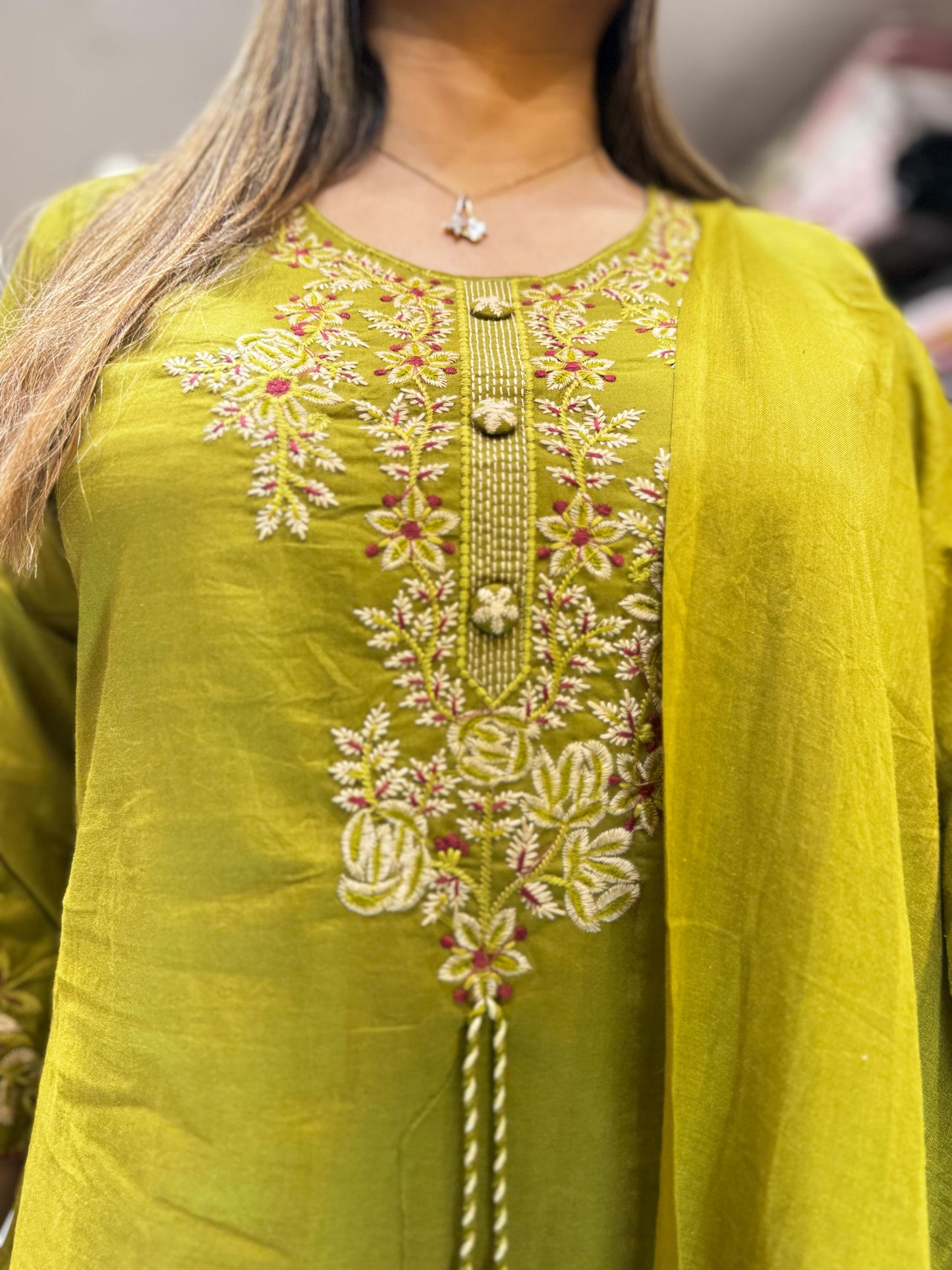 Pure Cotton Light Mahendi Green 3pc Set
