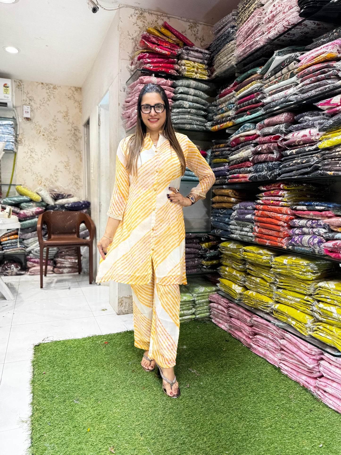Pure Marbal Siffon Yellow 2pc Set