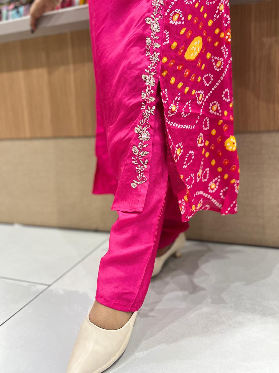 Pure Dola Chinon Pink Angrakha 3pc Set