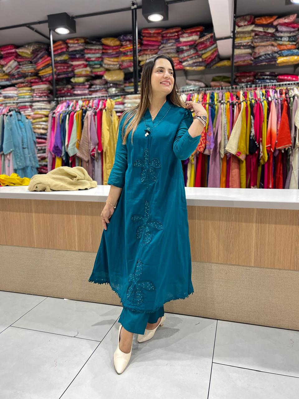 Pure Mull Cotton Peacock Green 3pc Set