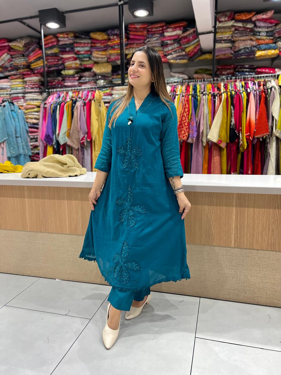 Pure Mull Cotton Peacock Green 3pc Set