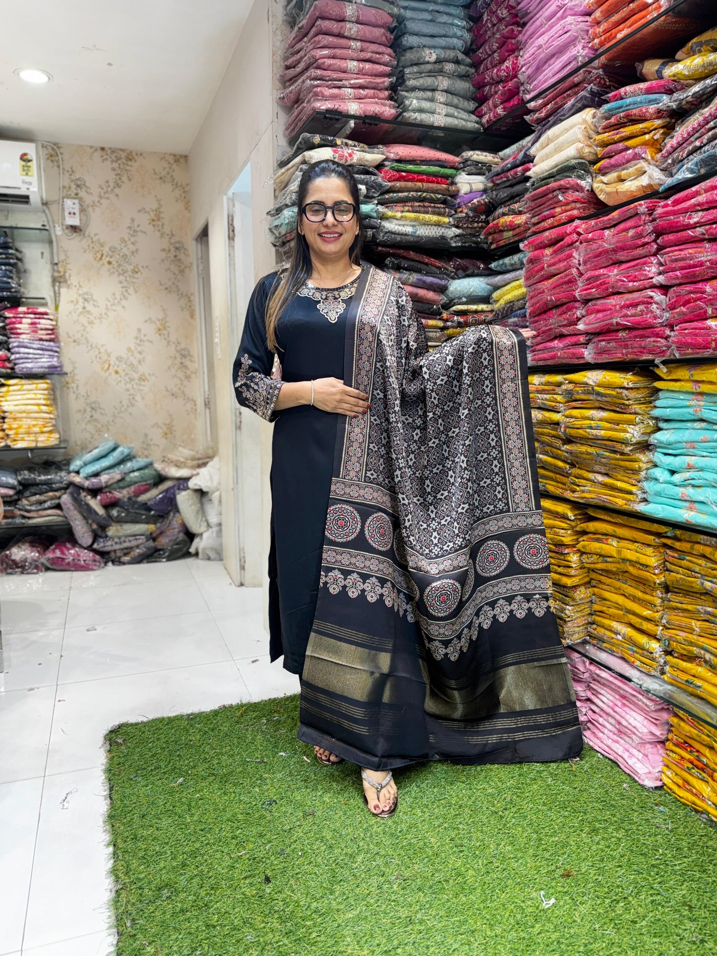 Pure Gaji Silk Black 3pc Set