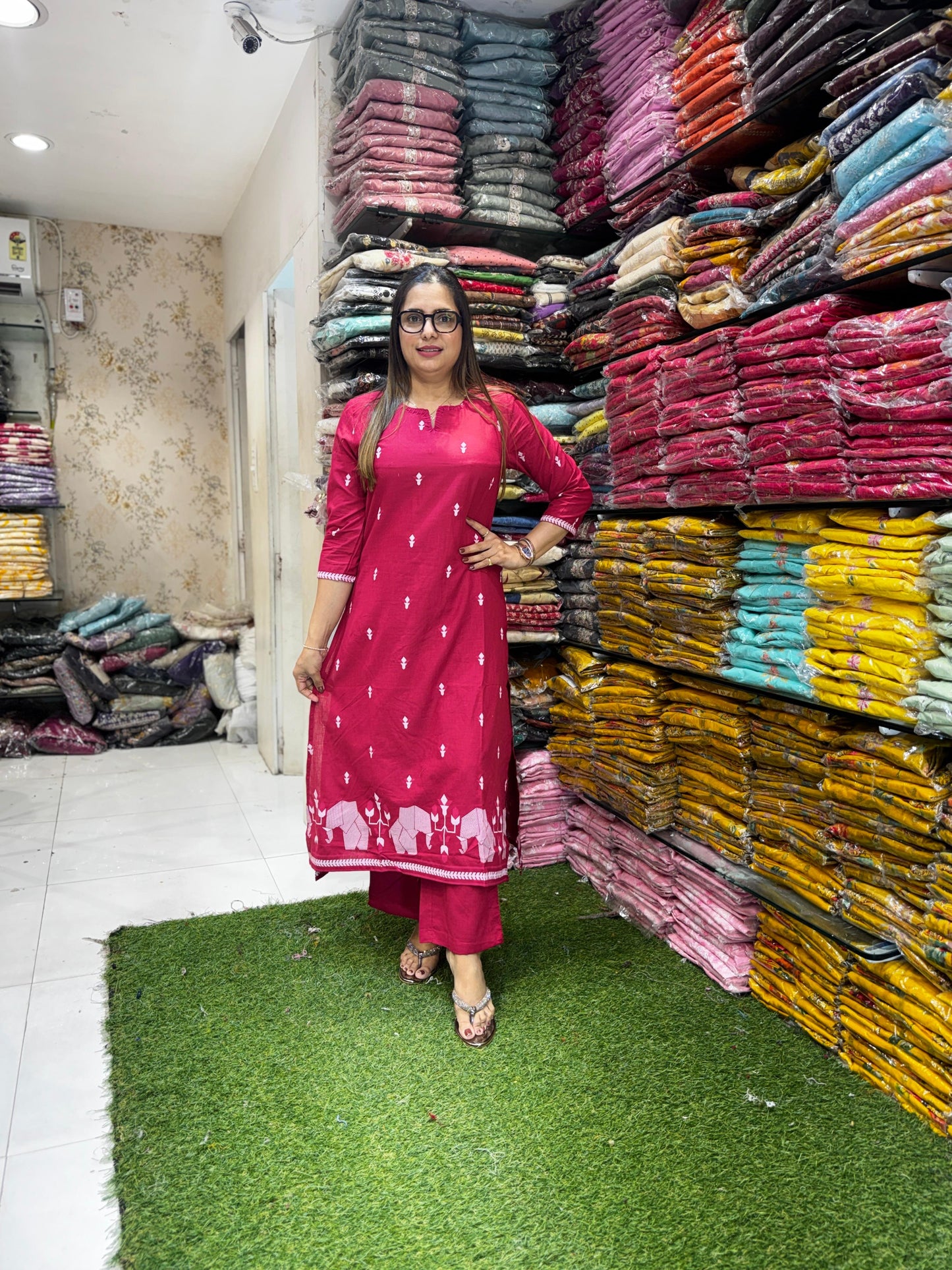 Pure Linen Cotton Maroon 2pc Set