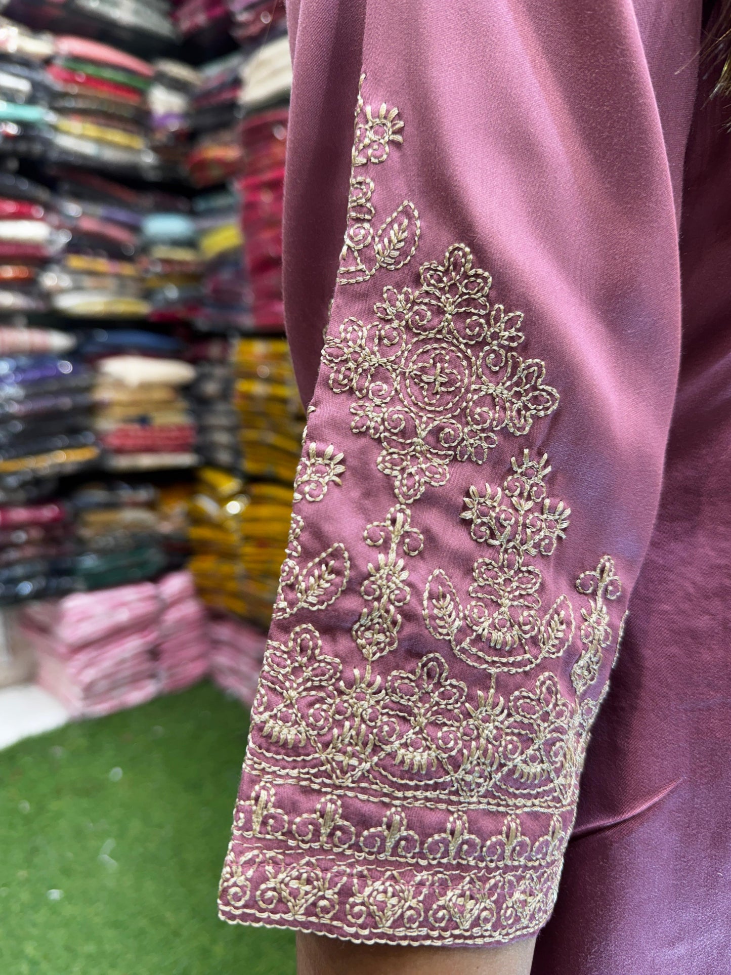 Pure Gaji Silk Onion Pink 3pc Set
