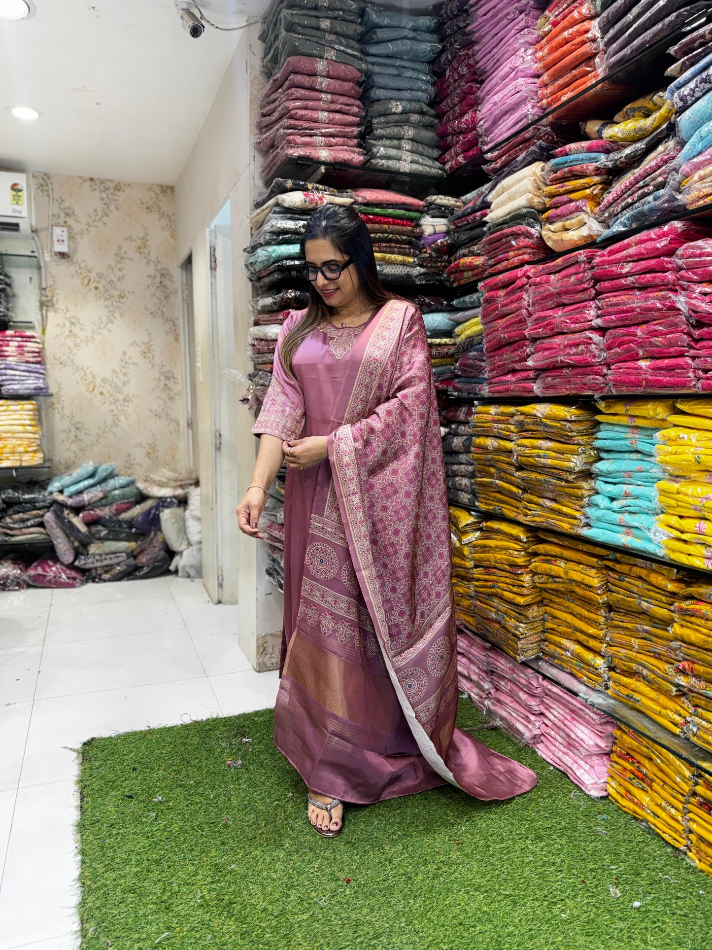 Pure Gaji Silk Onion Pink 3pc Set