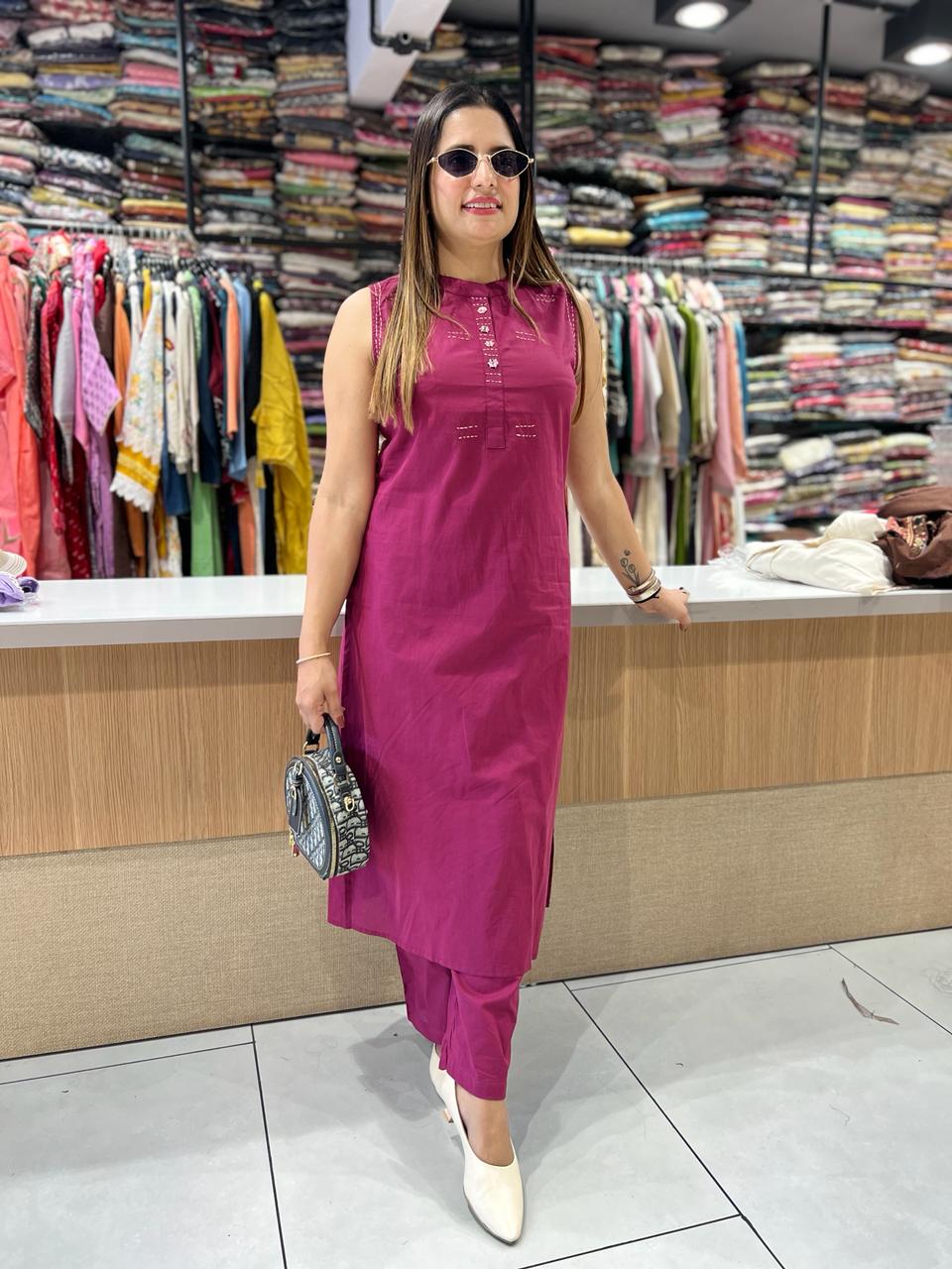Pure Cotton Mazenta 2pc Set