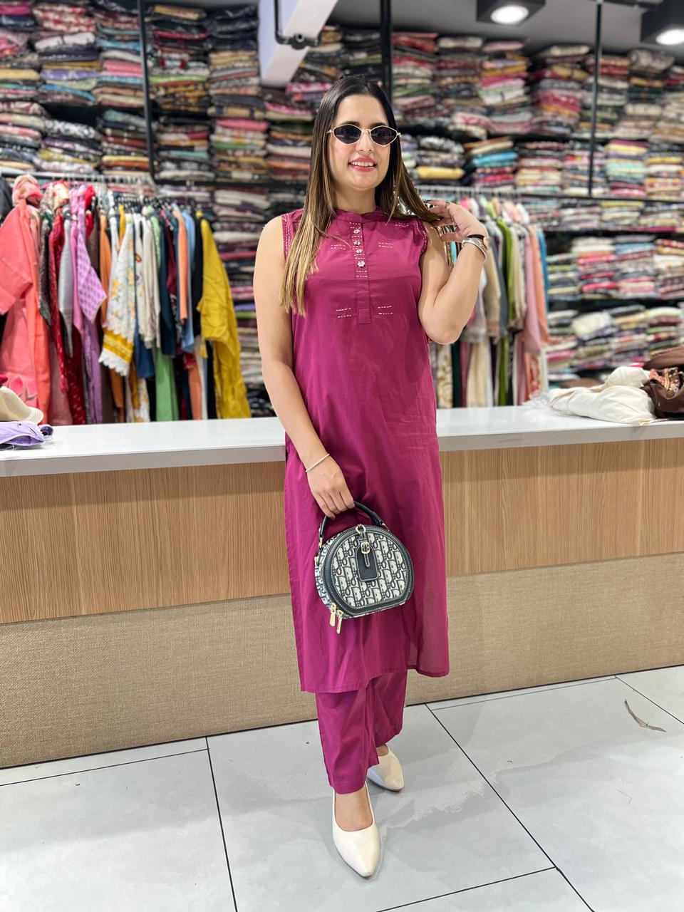 Pure Cotton Mazenta 2pc Set