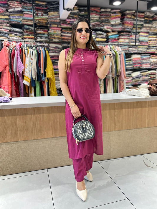 Pure Cotton Mazenta 2pc Set