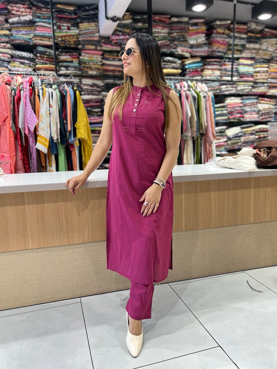 Pure Cotton Mazenta 2pc Set