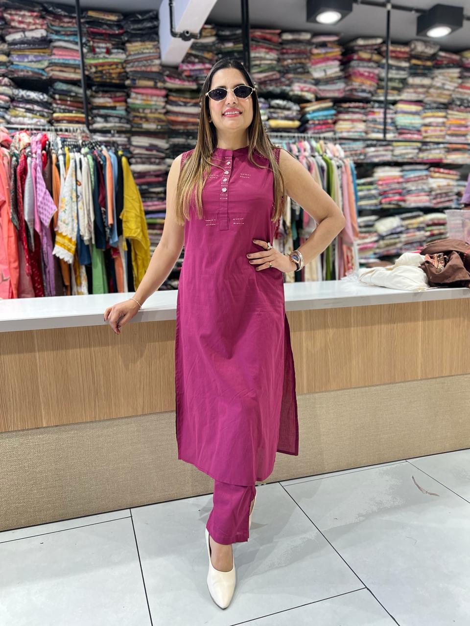 Pure Cotton Mazenta 2pc Set
