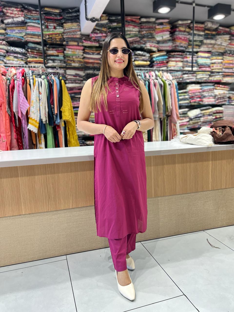 Pure Cotton Mazenta 2pc Set