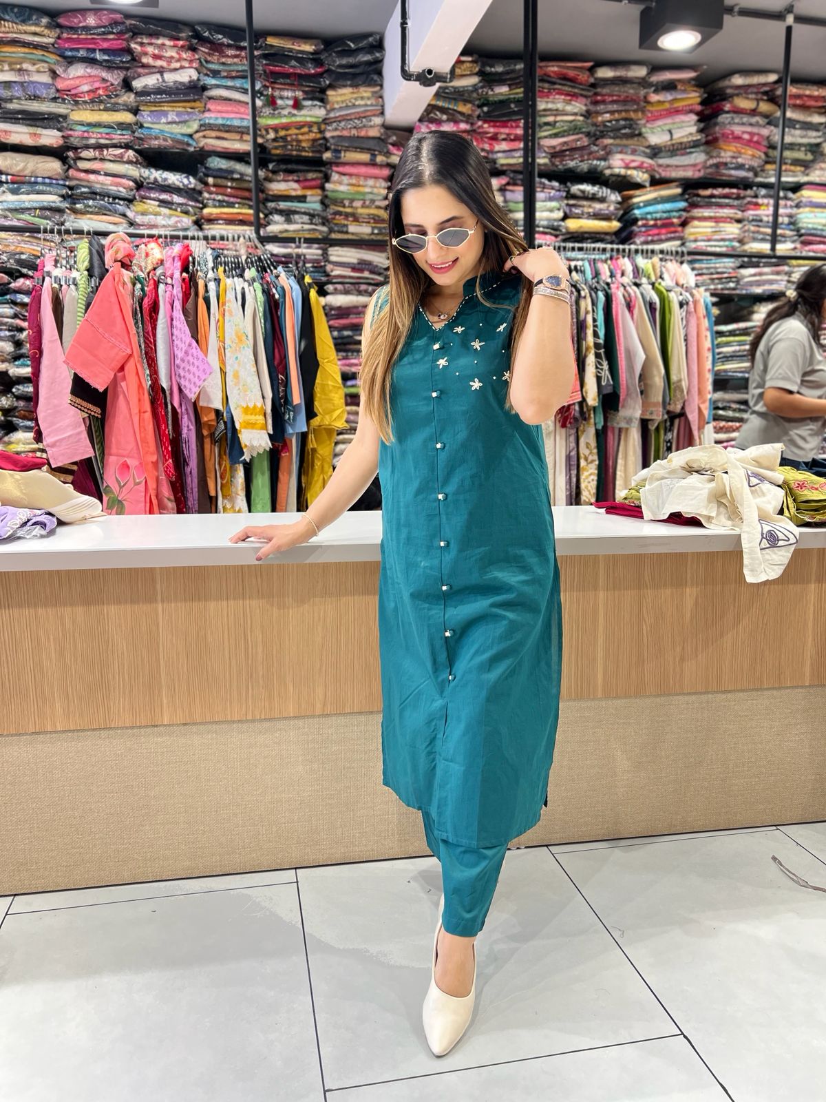 Pure Cotton Peacock Green 2pc Set