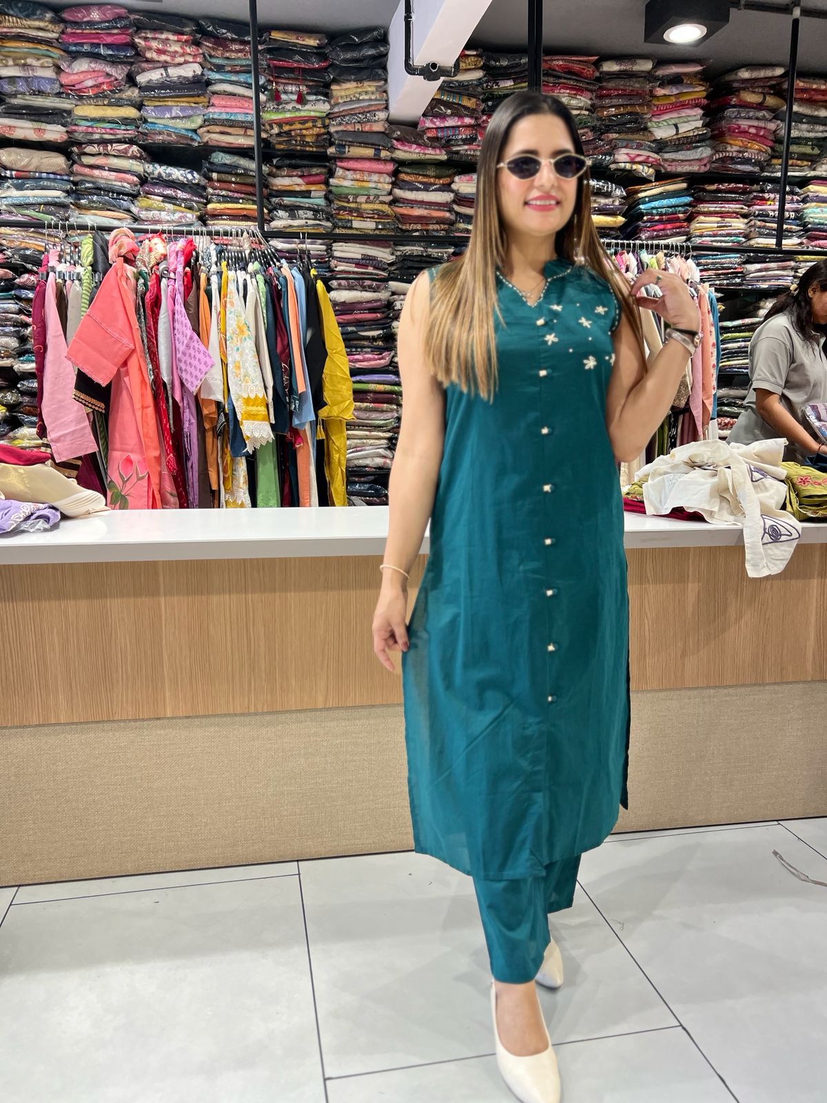 Pure Cotton Peacock Green 2pc Set