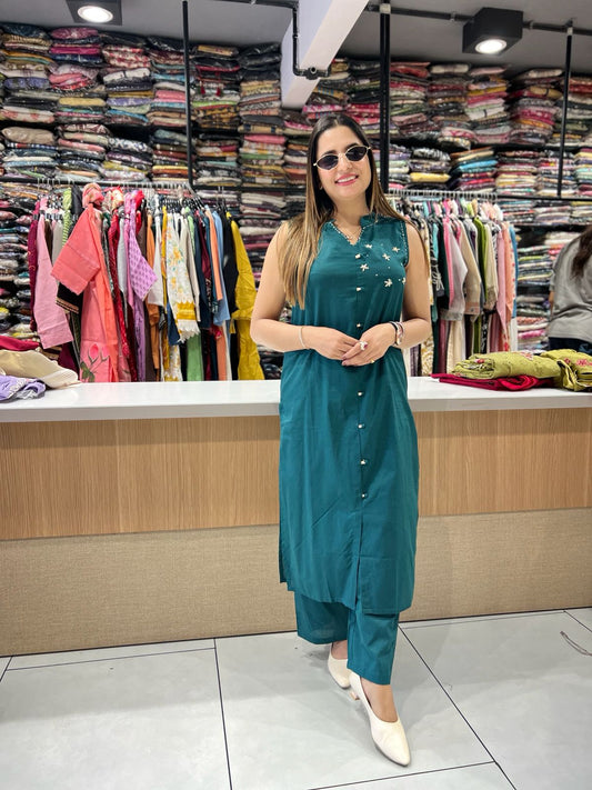 Pure Cotton Peacock Green 2pc Set